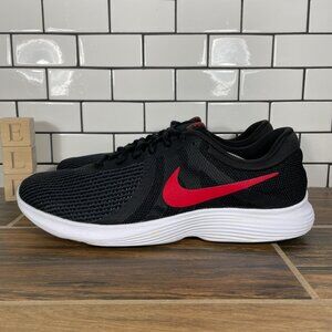 Nike Revolution 4 Mens Size 13 Running Shoes Black Red Trainers Sneakers